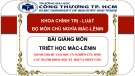 Bài giảng Triết học Mác - Lênin: Chương 1 - Khái luận về Triết học (Dành cho học viên cao học và nghiên cứu sinh các ngành Khoa học xã hội và nhân văn)