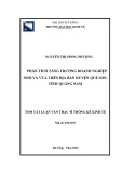 Tóm tắt Luận văn Thạc sĩ Thống kê kinh tế: Phân tích tăng trưởng Doanh nghiệp nhỏ và vừa trên địa bàn huyện Quế Sơn, tỉnh Quảng Nam