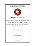 Luận văn Thạc sĩ Tài chính ngân hàng: Nghiên cứu các nhân tố ảnh hưởng đến quyết định đầu tư của nhà đầu tư cá nhân trên thị trường chứng khoán phái sinh Việt Nam