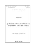 Luận văn Thạc sĩ Quản lý công: Quản lý chi ngân sách nhà nước tại huyện Krông Năng, tỉnh Đắk Lắk