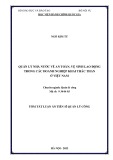 Tóm tắt Luận án Tiến sĩ Quản lý công: Quản lý nhà nước về an toàn, vệ sinh lao động trong các doanh nghiệp khai thác than ở Việt Nam