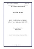 Tóm tắt Luận văn Thạc sĩ Quản lý công: Quản lý công tác lập hồ sơ của cơ quan Kho bạc Nhà nước