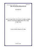 Luận án Tiến sĩ Quản lý công: Quản lý nhà nước về an toàn, vệ sinh lao động trong các doanh nghiệp khai thác than ở Việt Nam