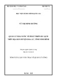 Tóm tắt Luận văn Thạc sĩ Quản lý công: Quản lý nhà nước về phát triển du lịch trên địa bàn huyện Hoa Lư, tỉnh Ninh Bình