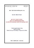 Tóm tắt Luận văn Thạc sĩ Quản lý công: Quản lý chất lượng đào tạo trình độ đại học tại Trường Đại học Kinh tế, Đại học Huế