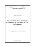 Luận văn Thạc sĩ Quản lý công: Quản lý nhà nước về phát triển du lịch trên địa bàn huyện Hoa Lư, tỉnh Ninh Bình