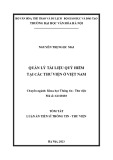 Tóm tắt Luận án Tiến sĩ Thông tin - Thư viện: Quản lý tài liệu quý hiếm tại các thư viện ở Việt Nam