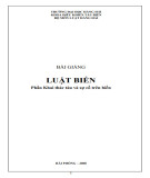 Bài giảng Luật Biển - Phần Khai thác tàu và sự cố trên biển