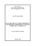 Luận án Tiến sĩ Luật học: Quản trị công ty cổ phần mô hình có ban kiểm soát theo pháp luật doanh nghiệp Việt Nam hiện nay