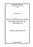 Luận văn Thạc sĩ Kinh tế: Quản lý tài chính của các trường trung học cơ sở công lập ở huyện Đông Anh