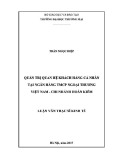 Luận văn Thạc sĩ Kinh tế: Quản trị quan hệ khách hàng cá nhân tại Ngân hàng TMCP Ngoại thương Việt Nam - Chi nhánh Hoàn Kiếm