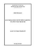Luận văn Thạc sĩ Kinh tế: Quy trình hoạt động truyền thông marketing của Công ty Bảo Việt Hà Nội