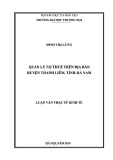 Luận văn Thạc sĩ Kinh tế: Quản lý nợ thuế trên địa bàn huyện Thanh Liêm, tỉnh Hà Nam