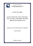 Tóm tắt Luận văn Thạc sĩ Quản lý kinh tế: Quản lý nhà nước về quy hoạch hạ tầng kỹ thuật viễn thông thụ động trên địa bàn tỉnh Kon Tum