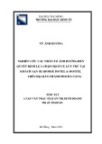 Tóm tắt Luận văn Thạc sĩ Quản trị kinh doanh: Nghiên cứu các nhân tố ảnh hưởng đến quyết định lựa chọn dịch vụ lưu trú tại khách sạn Seahorse Hotel & Hostel trên địa bàn thành phố Đà Nẵng