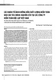 Các nhân tố ảnh hưởng đến chất lượng kiểm toán báo cáo tài chính: Nghiên cứu tại các công ty kiểm toán độc lập Việt Nam