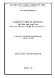 Tóm tắt Luận án Tiến sĩ Kinh tế: Nghiên cứu nhân tố ảnh hưởng đến đổi mới sáng tạo của các doanh nghiệp may ở Việt Nam