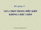 Bài giảng Kinh tế học vi mô dành cho chính sách công: Bài 13 - Lựa chọn trong điều kiện không chắc chắn (2021)