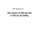 Bài giảng Kinh tế học vi mô dành cho chính sách công: Bài 19 - Độc quyền và định giá khi có thế lực thị trường (2021)