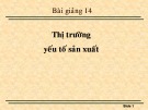 Bài giảng Kinh tế học vi mô dành cho chính sách công: Bài 14 - Thị trường yếu tố sản xuất (2021)