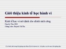 Bài giảng Kinh tế học vi mô dành cho chính sách công: Bài 16 - Giới thiệu kinh tế học hành vi (2021)