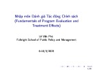 Bài giảng Các phương pháp định lượng 2: Nhập môn đánh giá tác động chính sách - Lê Việt Phú