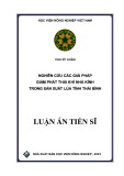 Luận án Tiến sĩ Khoa học đất: Nghiên cứu các giải pháp giảm phát thải khí nhà kính trong sản xuất lúa tỉnh Thái Bình