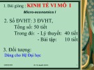 Bài giảng Kinh tế vi mô I (Micro-economics I) - Chương 0: Giới thiệu môn học