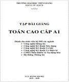 Bài giảng Toán cao cấp A1: Phần 2