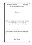 Luận án Tiến sĩ Quản lý đô thị và công trình: Quản lý rủi ro dự án đầu tư xây dựng công trình bệnh viện - Bộ Y tế